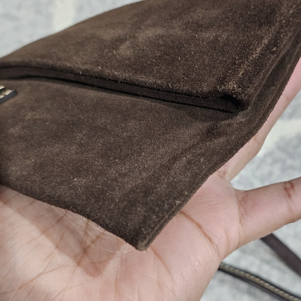 Dooney & Burke Suede Fold Over Clutch Shoulder and Wristlet Bag - Picture 7 of 13